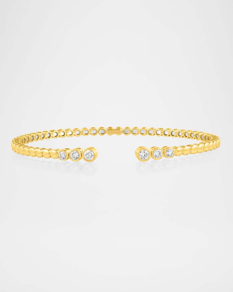 18K Yellow Gold Six-Stone Graduated Diamond Open Bangle Bracelet